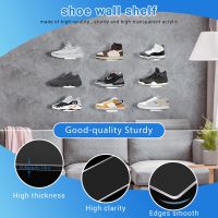 6 Pack Acrylic Floating Sneaker Shelves Clear Shoe Display Stand for Display Collectible Shoe&amp;Sneaker