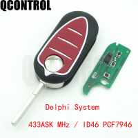 QCONTROL Car Remote Key 433MHz Transponder PCF7946 Chip For Alfa Romeo Mito Giuliett 147 156 166 GT key for FIAT 500 Doblo