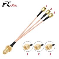 1PC SMA Female Bulkhead to 3 SMA Male Plug 1 to 3 Splitter Adapter RF Coaxial RG178 Pigtail Jumper WIFI Antenna Extension Cable