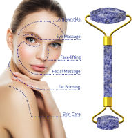 Hot Natural Facial Massage Roller Double Heads Jade Blue Dot Stone Face Lifting Body Slimming Neck Thin Skin Care เครื่องมือนวด