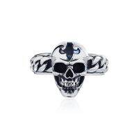 ake ake The Ultimate Skull Ring - Rebirth -Oversized แหวนเงินแท้ 925 แกะมือขัดเงาลงดำ ลายหัวกระโหลกเกิดใหม่ พร้อมสัญลักษณ์หัว Fierce-de-lis