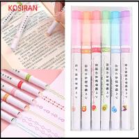 KONSIRAN 6PCS คริสมาสต์ เครื่องเขียนศิลปะ ไฮไลท์เน้นข้อความ เส้นโค้งเส้น ดอกไม้-รูปร่าง เครื่องมือวาดภาพวาด หลายรูปทรง ปากกามาร์กเกอร์ รวมแบบบูรณาการ ปากกาเน้นข้อความโค้ง