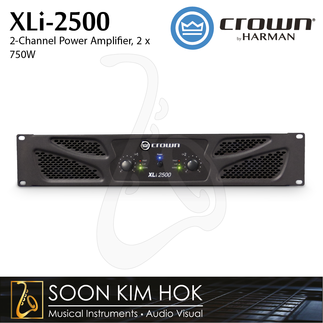 Crown Two-channel-750W at 4Ω Power Amplifier XLi2500 