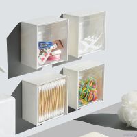 【In Stock】Wall mounted flip storage box transparent adhesive small object storage box multifunctional storage box ❤