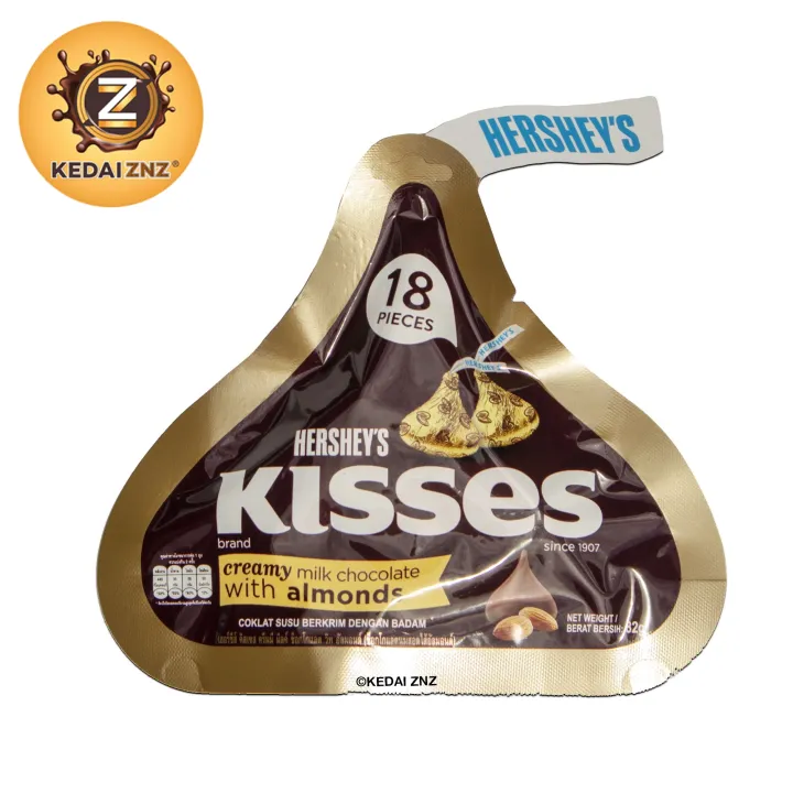 Chocolate HERSHEY'S Kisses Creamy MILK CHOCOLATE with Almonds Pouch 82g ...