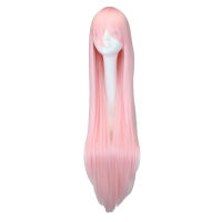 QQXCAIW Long Straight Cosplay Light Pink 40" 100 Cm Synthetic Hair Wigs