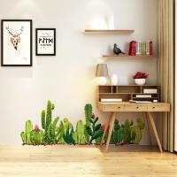 30*90cm Wall Stickers Cactus Green Plant Wall Sticker Home Paper Self-Adhesive Decoration W9G1