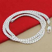 【cw】 Brocade Ornament wish Popular Best Seller in Europe and America Necklace 5MM Side Embossed Necklace 925 Silver Plated Necklace