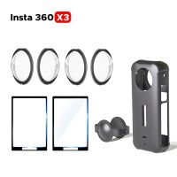 สำหรับ Insta360 X3เคสซิลิโคนฝาฝาปิดเลนส์เลนส์และหน้าจอฟิล์มกระจกเทมเปอร์นิ่มป้องกันทุกส่วนของเครื่องซิลิคอน Insta 360