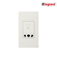 Legrand เต้ารับเครื่องโกนหนวด 2 ช่อง สีขาว 2G Shaver Socket รุ่นมาเรียเซนต์ | Mallia Senses | Matt White | 281135MW |  บิทิสมาร์ท | BTiSmart