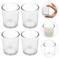 4pcs Glass Candleholder Glass Candle Holder Desktop Candle Container Decor