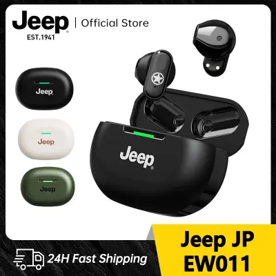 Jeep EW011หูฟังไร้สายบลูทูธ TWS หูฟังเอียร์บัดชุดหูฟังพร้อมไมโครโฟนเพลงกีฬากันน้ำบลูทูธหูฟังเบส5.3สำหรับ IOS