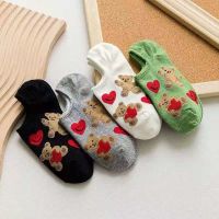 4 Pairs Of Ladies Socks Cartoon Silicone Non-slip Breathable Invisible Pure Cotton Ankle Boots Socks Women Soft Slippers Socks Socks Tights