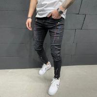 【YD】 2023 new Mens Clothing Men Ripped Jeans Hip Hop Youth skinny Pants Biker Jogger Male