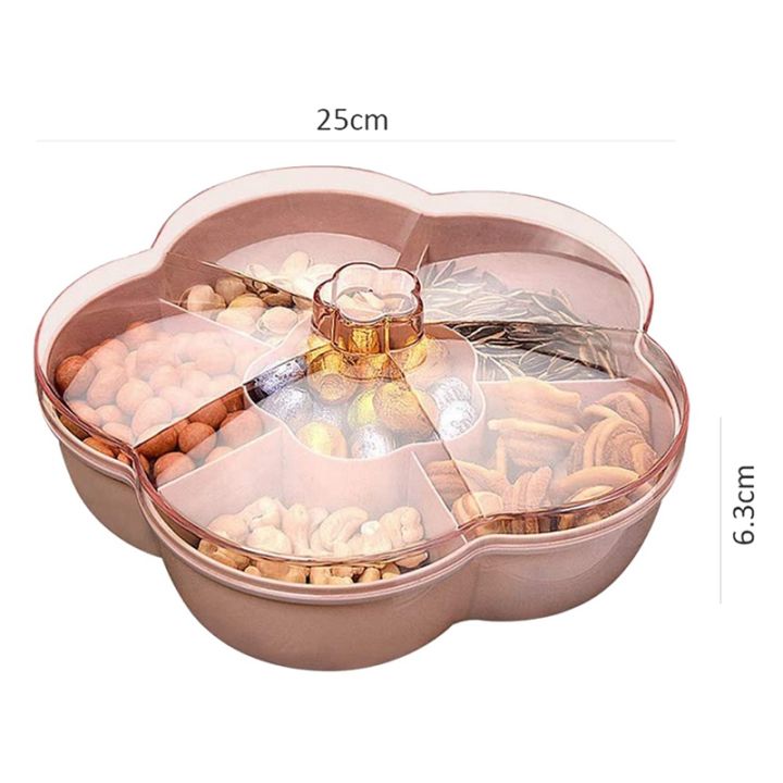 2x-snack-storage-box-flower-shape-snack-tray-with-lid-food-storage-box-fruit-box-container-pink