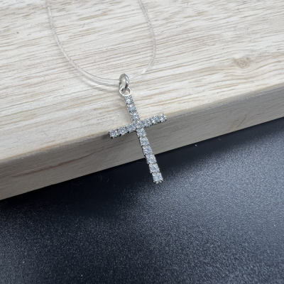 Fashion Simple Cross Necklace Transparent Fishing Line Necklace Pendants Pearl Crystal Zircon Invisible Pendants For Women