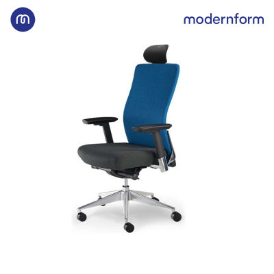 Modernform เก้าอี้สำนักงาน  รุ่น Series15 เบาะสีดำ พนักพิงสูง สีน้ำเงิน เก้าอี้ทำงาน เก้าอี้ออฟฟิศ เก้าอี้ผู้บริหาร เก้าอี้ทำงานที่รองรับแผ่นหลังได้ดีเป็นพิเศษ  ปรับที่วางแขนได้ 3 ทิศทาง  ปรับล็อคเอนพนักพิงได้ 4 ตำแหน่ง พนักพิงสูง