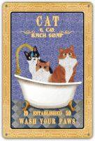 Ultra Funny ห้องน้ำอ้างโลหะดีบุกป้าย Wall Art Decor Vintage Cat &amp; Co.สบู่อาบน้ำล้าง Paws ป้ายสำหรับ Home Bathroom Decor ของขวัญ