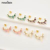 [Han ornaments] PANAOBEN 925เงินสเตอร์ลิงเคลือบยาว Spike Drop ต่างหูวงกลม Loop Clils เจาะผู้หญิงแฟชั่นเครื่องประดับ Loops