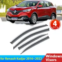 กระจกบังลมสำหรับ Renault Kadjar 2016 ~ 2022 2021 2020 2019อุปกรณ์เสริม Deflectors รถด้านข้าง Windows Visors Rain Eyebrow Guards Wind