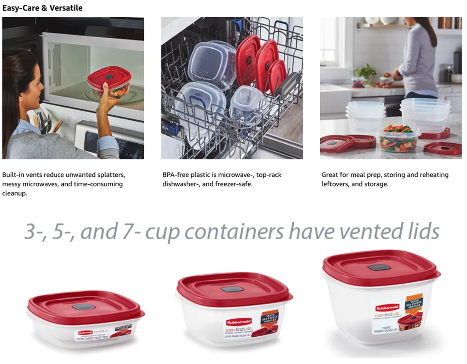 Rubbermaid Easy Find Vented Lids Food Storage Containers, Set of 30 60 Piece