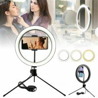 ✾๑● 10 inch LED Selfie Ring Light Fill Light Tripod Dimmable Makeup Photography Live Streaming Fill Ring Lights Phone Stand