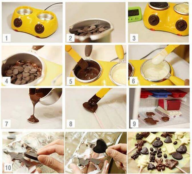 หม้อละลายช็อคโกแลต-หม้อช็อกโกแลต-หม้อต้มช็อคโกแลต-หม้อละลายเนย-แบบ2หัว-พร้อมส่ง