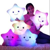 ✓♤ Luminous Juguetes Star Glowing Pillow New Year Toys For Children Led Light Plush Cushion Star Pillow Kids Toys For Girls