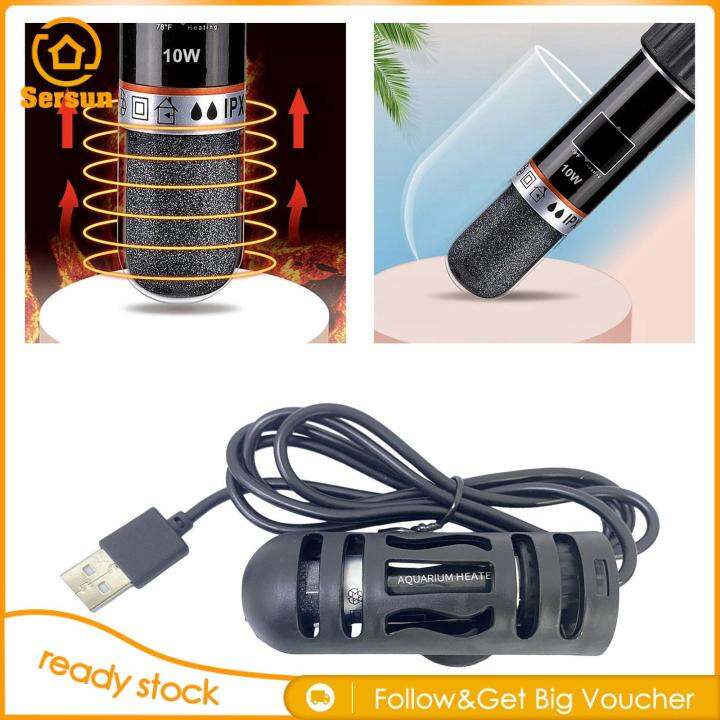 Sersun Mini Aquarium Heater Fish Tank Heater Intelligent 5V USB Powered