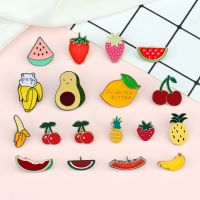 【YF】 30 Styles Fruits Brooch Banana Stawberry Watermelon Lemon Enamel Pins Cartoon Lapel Badge Jewelry Gifts
