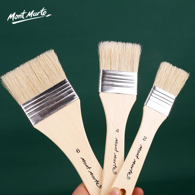 Mont Marte 3Pcs ขนหมู/ขนแกะสีชุดแปรงเหมาะสำหรับสีกว็อชอะคริลิกน้ำมันภาพวาดกว้างพื้นที่สีแปรงแรเงาอุปกรณ์ศิลปะ