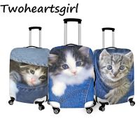 Twoheartsgirl ผ้าคลุมกระเป๋าเดินทางกระเป๋าน่ารักรูปแมวกระเป๋าสัมภาระเคสโทรศัพท์กันกระแทกเหมาะกับกระเป๋าเดินทางขนาด18 -32 นิ้ว