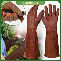 ZOWBRSH เครื่องหนังแท้ ถุงมือทำสวนสำหรับเด็ก หลอดยาวสำหรับหลอด กาแฟและกาแฟ ถุงมือทำสวนสำหรับทำสวน เครื่องมือเครื่องมือช่าง ป้องกันหนาม ถุงมือตัดแต่งกิ่ง สวนในสวน