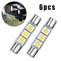 กระจกบังแดดซีนอน6X รถ6641/6614F สีขาว5050 3SMD 12V 6000K โคมไฟ Led บังแดดกระจกแต่งหน้าฟิวส์ไฟ