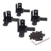 4PCS Black 3030 Series 3-Way End Corner Bracket with M6 Screws for 8mm Slot T-Shape Aluminum Extrusion Profile Accessories Hand Tool Parts Accessories