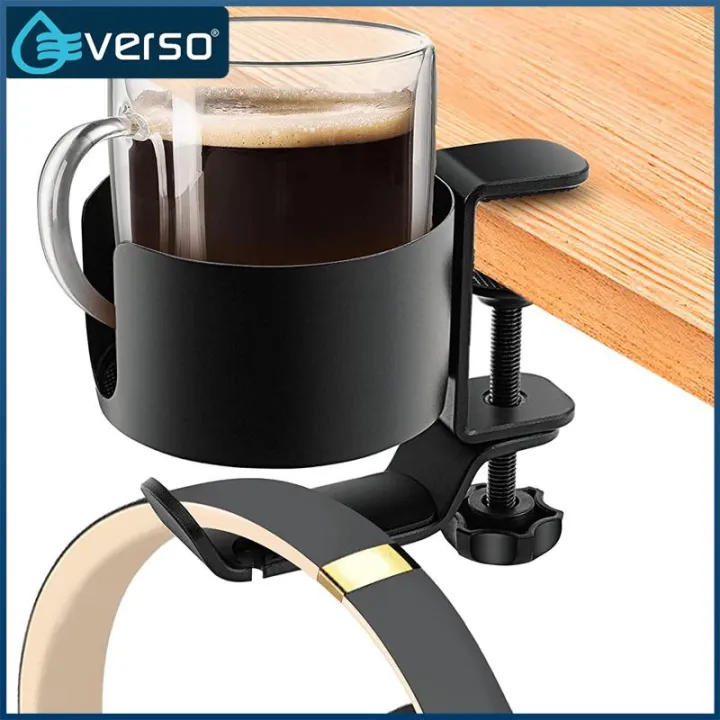 Table Cup Holder Clamp Desk Cup Holder Desk Headphone Hanger Desk Cup Holder 2 in 1 Desk Cup