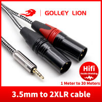 GOLLEY LION สายเคเบิ้ล Breakout Cable 3.5 "TRS ไปเป็น XLR ตัวผู้ Pro คู่1/8" TRS Stereo ถึง2 XLR Male Y Splitter สายไมค์