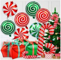 Merry Christmas Gift Box Balloons Candy Cane Balloon Candy Windmill Aluminum Film Ballons Christmas Decor For Home Xmas Baloon