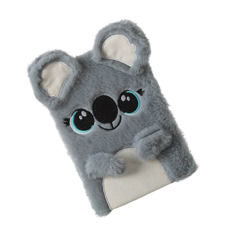 160-pages-cute-cartoon-koala-notebook-fuzzy-plush-journal-plush-diary-notepad-writing-paper-drawing-birthday-gift-for-kids-160-pages