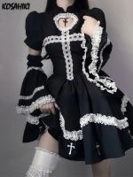 【HOT】◆⊙™ KOSAHIKI Gothic Female All-Match Robe Sleeve Ruffle Dresses Y2k Vestido