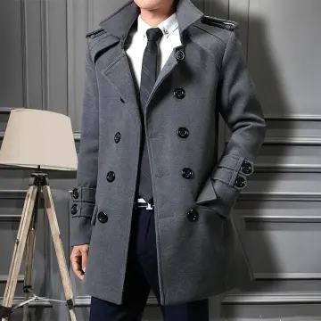 Dark grey trench hot sale coat mens