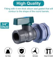 HOT ERYUUZMKLIO 115 SCB PVC หัวจุก Rain Barre Faucet Kit 3/4นิ้ว Rain Barrel Valve พร้อม Bulkhead Fitting Adapter สำหรับถังเก็บน้ำพิพิธภัณฑ์สัตว์น้ำสระว่ายน้ำ