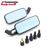 8mm10mm Black Rectangle Motorcycle Rearview Mirror Blue Glass Mirrors Motorbike Side Mirror For Chopper Bobber Moto Accessories