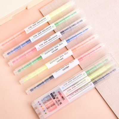 6 SetLot Pas Gel Highlighter Pens Novelty Oblique Tip Wholesale for 2 Side Writing Liner Drawing for Office School EB935