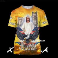 Jesus Eagle American Flag 3D Printed T-Shirts Tops Tees Short Sleeve Round Neck Casual High Quality Milk Fiber Streetwear