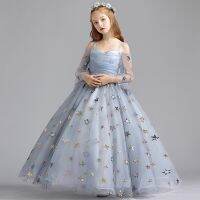 5 14 Yrs Teen Girls Pageant Dress for Wedding Appliques Elegant Communion Children Long Dresses Kids Princess Party Evening Gown