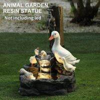 Animal Fountain Statue Duck Statue Animal Model Ornamental Multi-Color Cascading Freestanding Squirrel Garden Decor For Yard