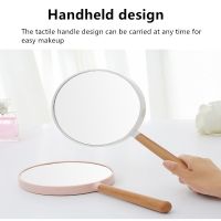 Wooden Double-sided Handle Mirror Portable Makeup Round Hand Wooden High-definition Magnifying Mirror