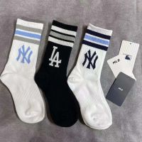 ❇℡✾ Mlb NY / LA ถุงเท้าผ้าฝ้าย แฟชั่นสําหรับผู้ชาย และผู้หญิง