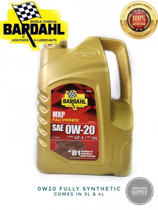 Bardahl MXP Fully Synthetic Engine Oil SAE 0W20 SN/CF 4L | Lazada